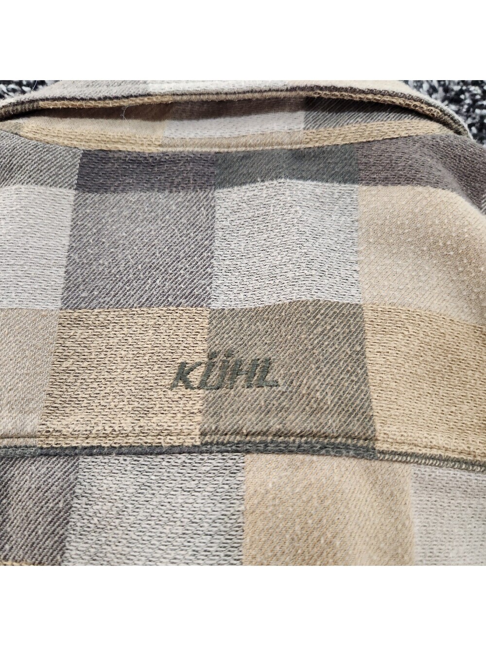 Kuhl Mens Medium M Button Down Flannel Shirt Plaid Check Earth Tone Hiking - Picture 8 of 9